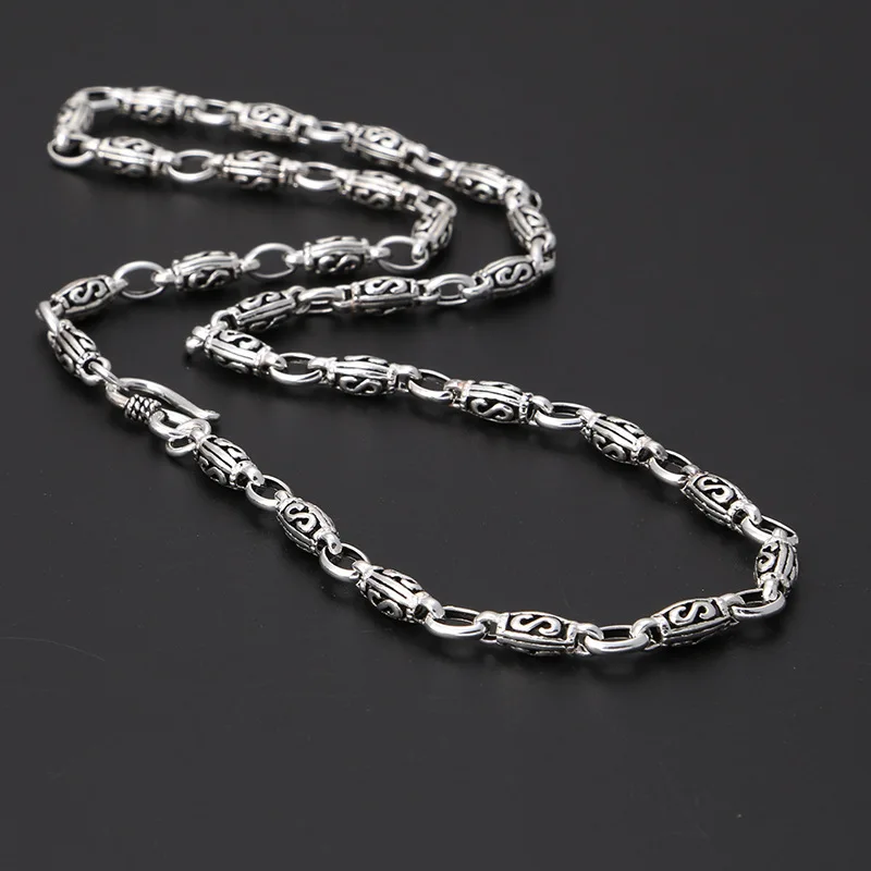 S925 sterling silver jewelry classic popular letter s pattern retro thai silver men's and women's necklace