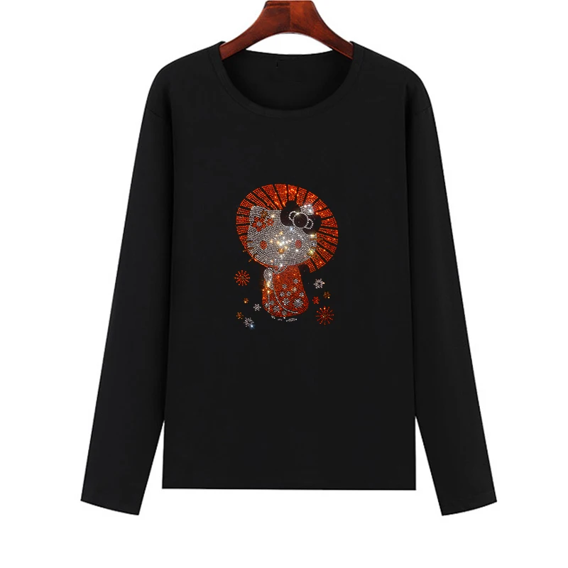 Autumn T-shirt Women's long-sleeved New Creative Cat pattern blouse oversized T-shirt pattern Women's T-shirt