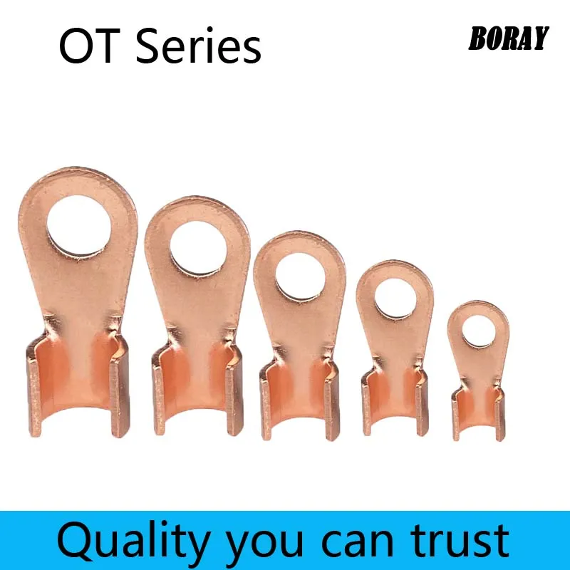 

OT Series Wire Terminals OT-300A/400A/500A/600A/800A/1000A Red Copper Bare Nose Lugs Crimp Open Mouth Cable Connector Splice