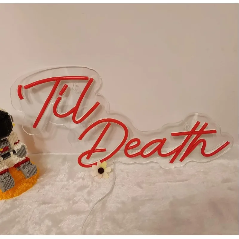 Red 'Til Death LED Wedding Birthday Party Wall Home Bar Pub Hanging Christmas Gifts USB 5V 16.9