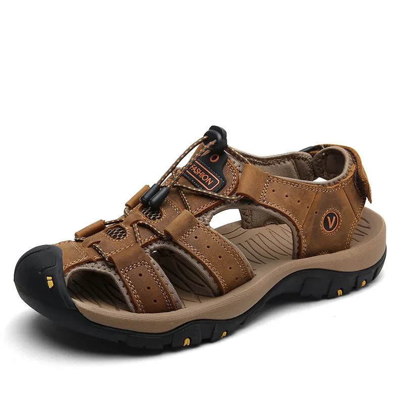 2023New Big Size Genuine Leather Cowhide Men Sandals Summer Quality Beach Slippers Casual Sneakers Outdoor Beach Shoes