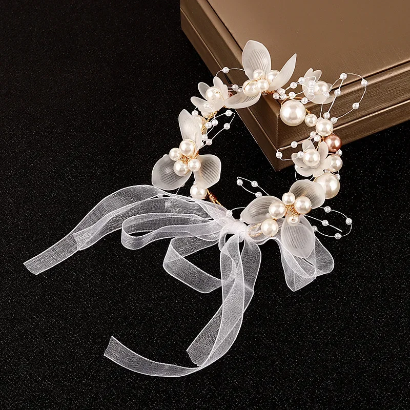 เพื่อนเจ้าสาวดอกไม้ข้อมือ Elegant Pearl สร้อยข้อมือลูกปัดดอกไม้ที่สวยงาม Corsage Decor Photo Props อุปกรณ์จัดงานแต่งงาน