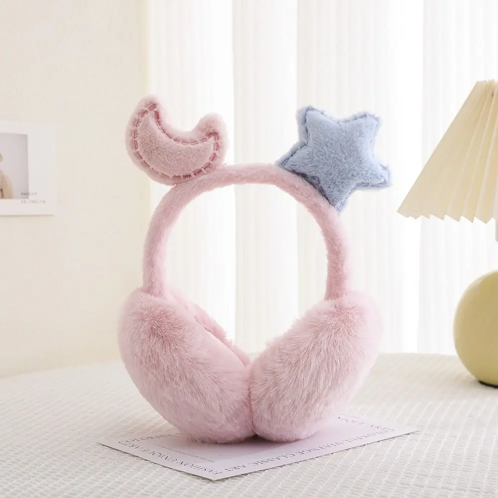 Fashion Soft Plush Folding Earmuffs Furry Star Moon Student Ear Warmers Warm Winter Ear Covers Cycling/Driving/Fishing