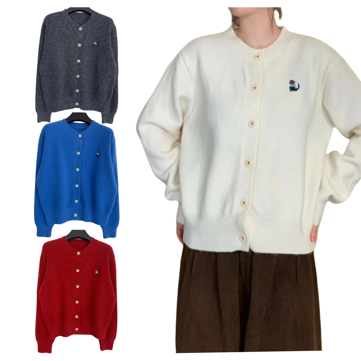 

Autumn Winter Women's Sweaters Cardigans Korean Fashion Casual Long Sleeve Cardigan Tops Simple Basics Soft Warm Knit Outerwear