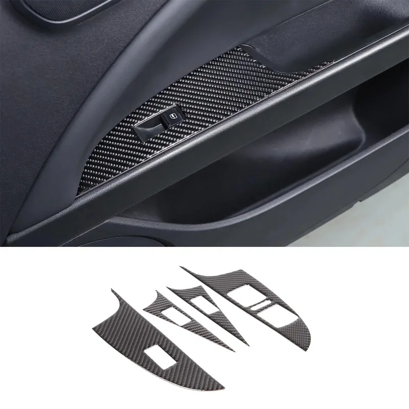 For Seat Leon 2008-2012 Soft Carbon Fiber Car Door Glass Lifting Frame Cover Trim Sticker Interior Car Accessories(LHD RHD)