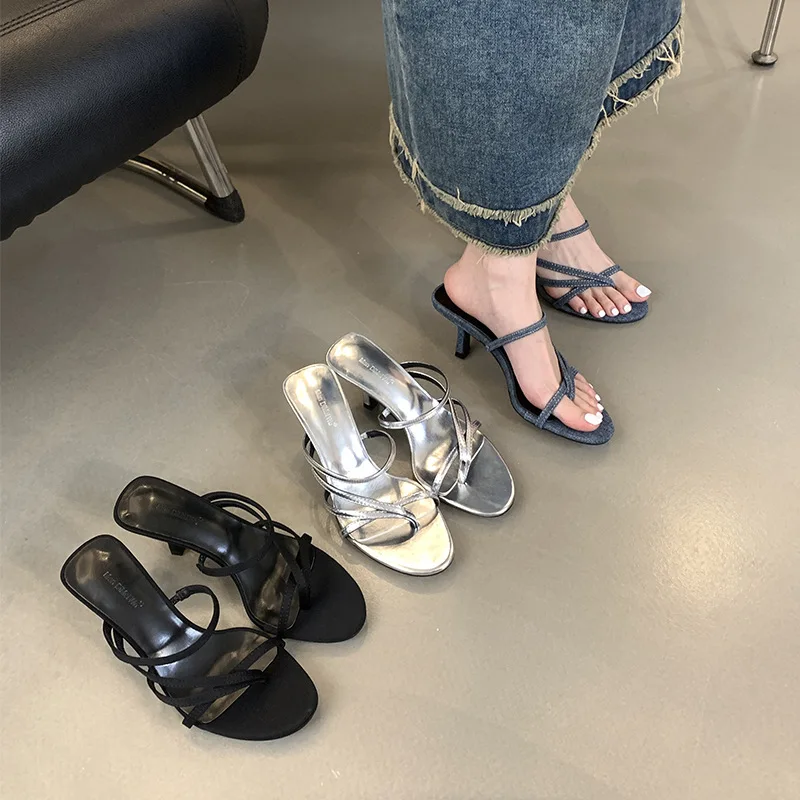 

Шлепанцы женские на тонком каблуке, резиновые сандалии, без задника, римские тапочки, высокие тапочки, 2024