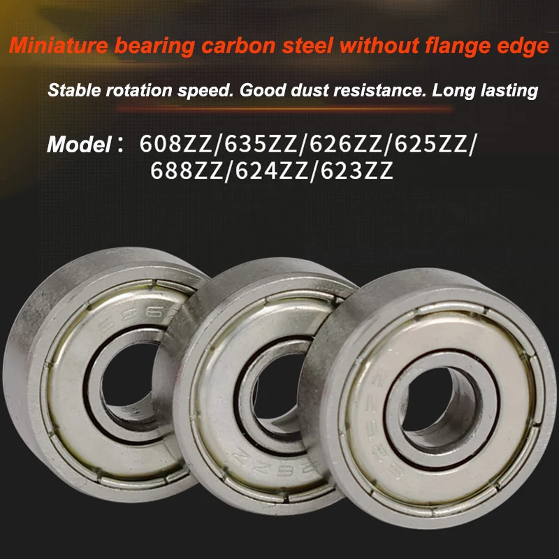 2 PCS Miniature Bearings 3D Printer Accessories Small Bearings Carbon Steel Flangeless 604/608/623/624/625/608/688ZZ