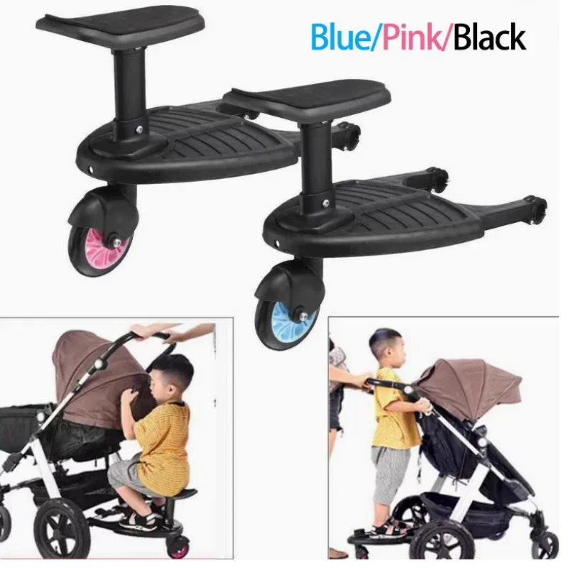 Children Stroller Pedal Adapter, Twin Scooter Stand Plate with Seat, Auxiliary Trailer for Second Child, Stroller Accessory for