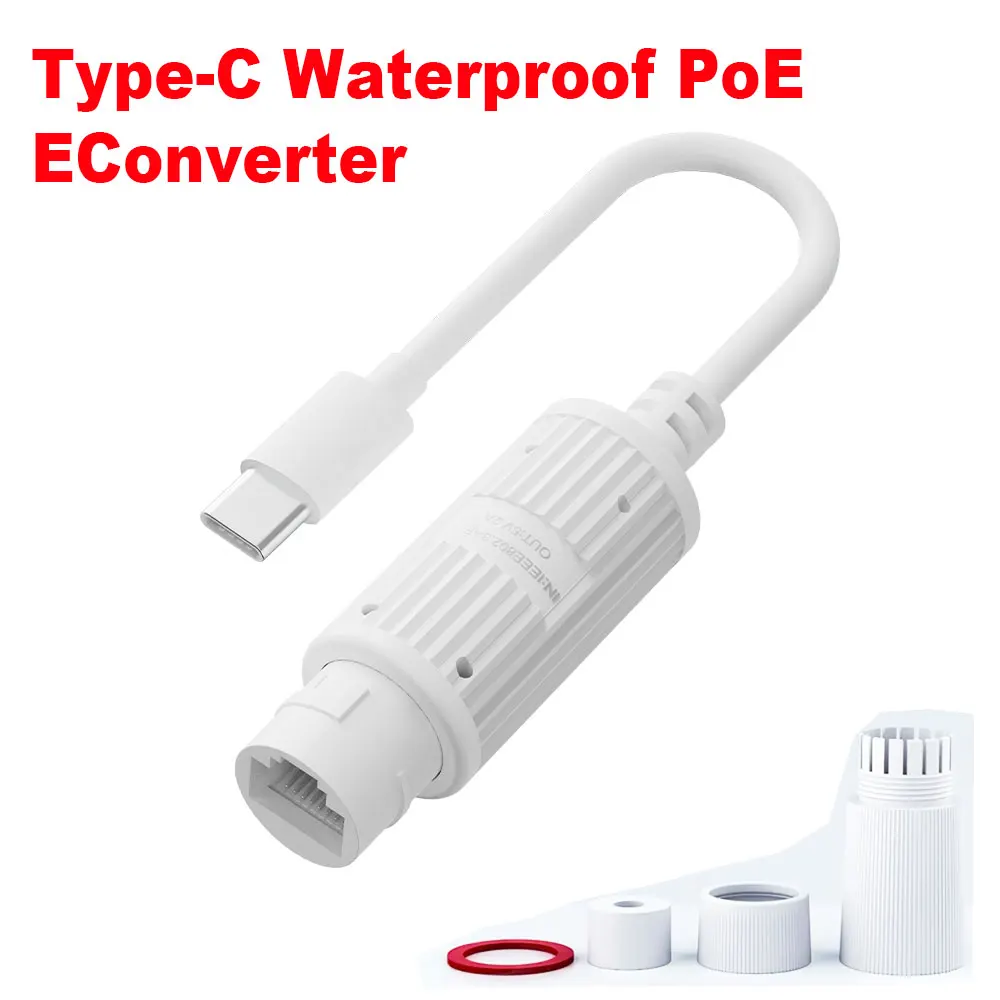 48V to 5V Water proof PoE Converter, RJ45 Port Output 5V/2A, IEEE802.3af/at for Type-C Passive 5V Devices