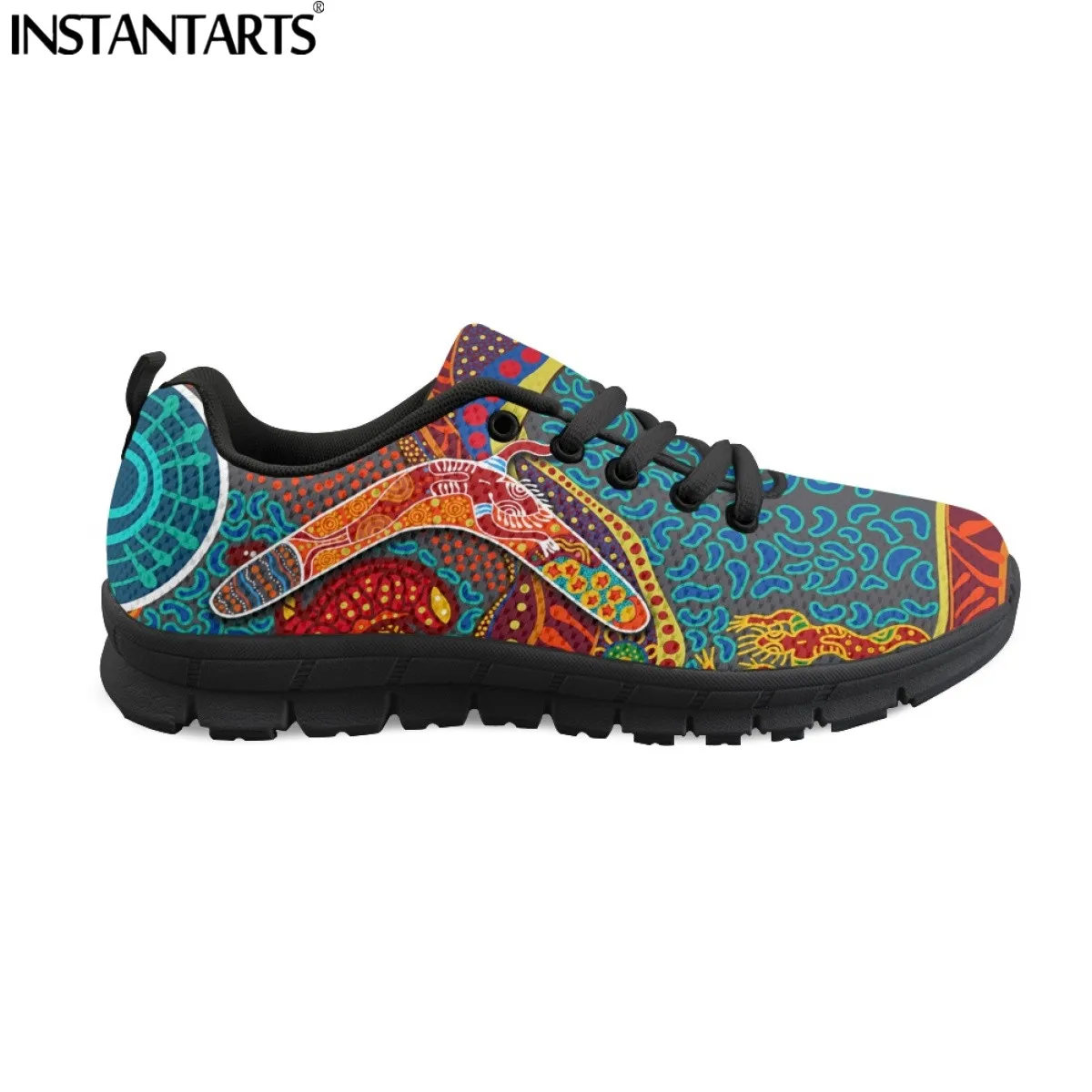 Australia Aboriginal Art Lace-up Mesh Sneaker Shoes For Women New Fashion Ladies Couple Flats Comfort Light Footwear