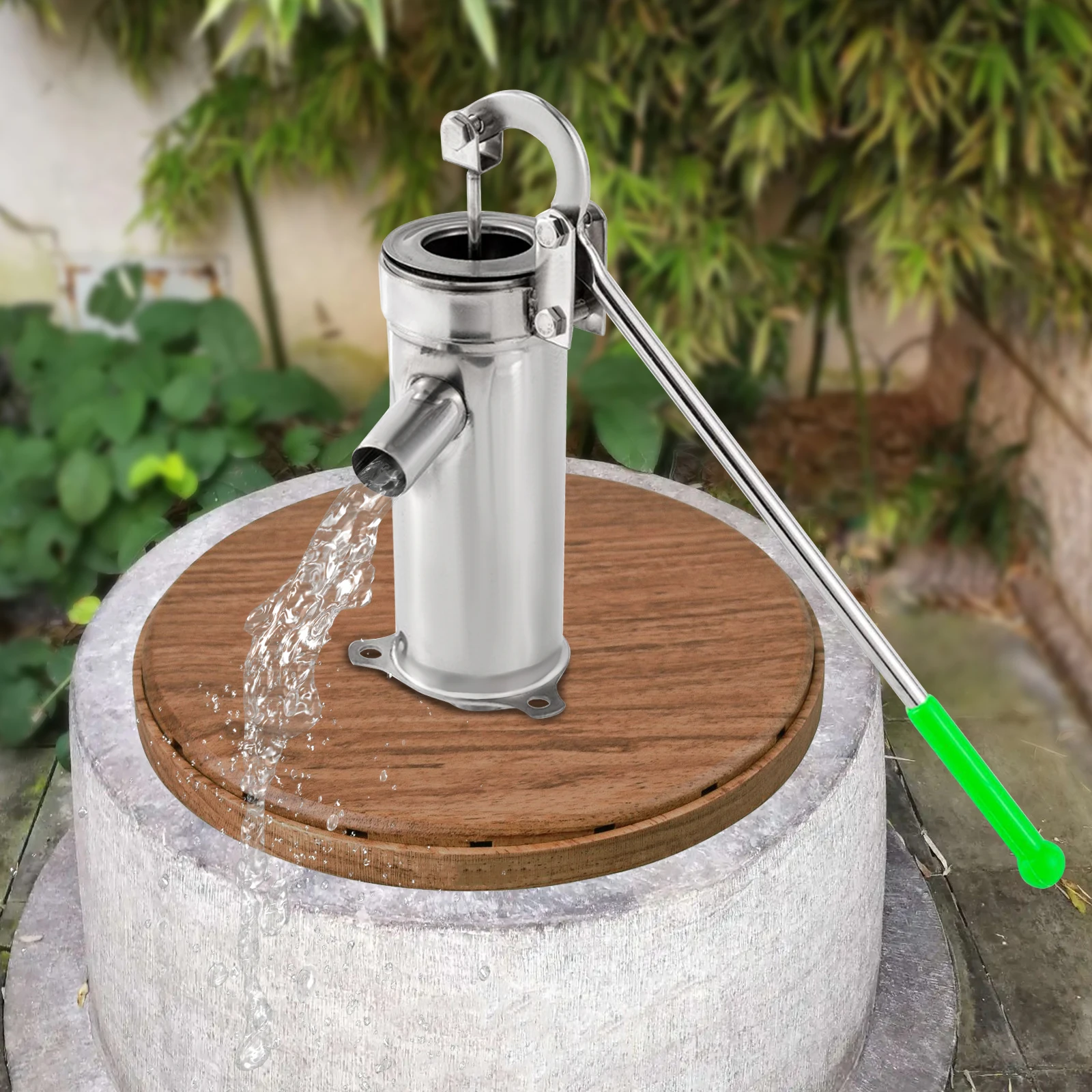 Domestic Hand Well Pump Manual Deep Water Jet Pump Stainless Steel Handheld Shake Suction Pump for Home Garden Yard Groundwater