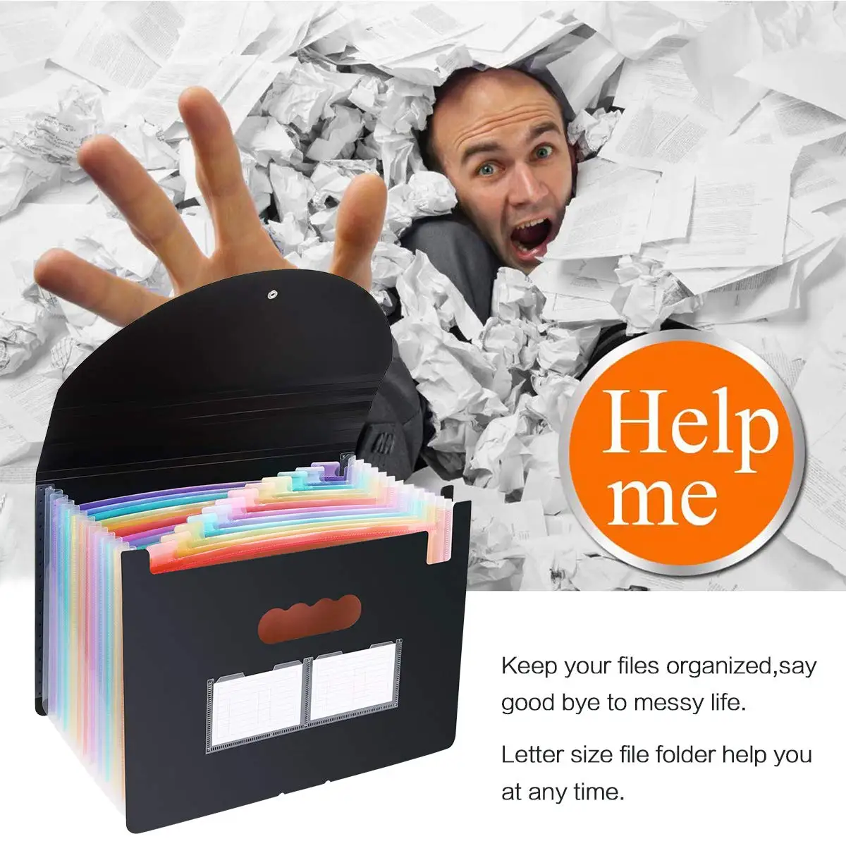 Poly Expanding Wallet With Lables 12 Pockets Expanding File Folders A4 Document Files Filling Box Office Desk Storage Organizer