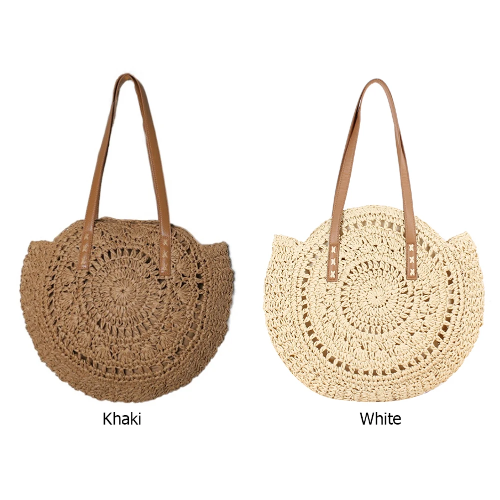 Summer Top-handle Bag Handmade Hollow Weaving Underarm Bag Fashion Casual Simple Portable Large Capacity for Seaside Holiday