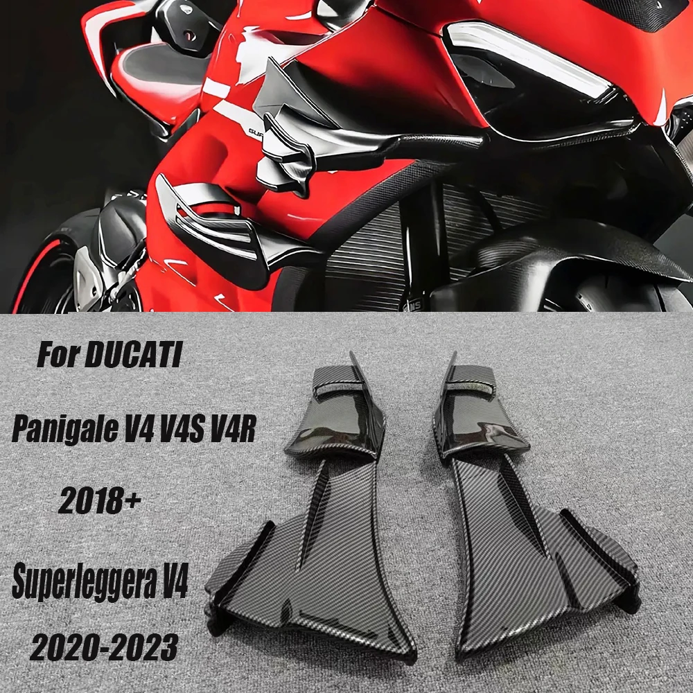 

For Ducati Panigale V4 V4S V4R 2018+ Superleggera V4 18-23 Carbon Fiber Appearance Fixed Wind Wing Air Guide Cover Spoiler Brack