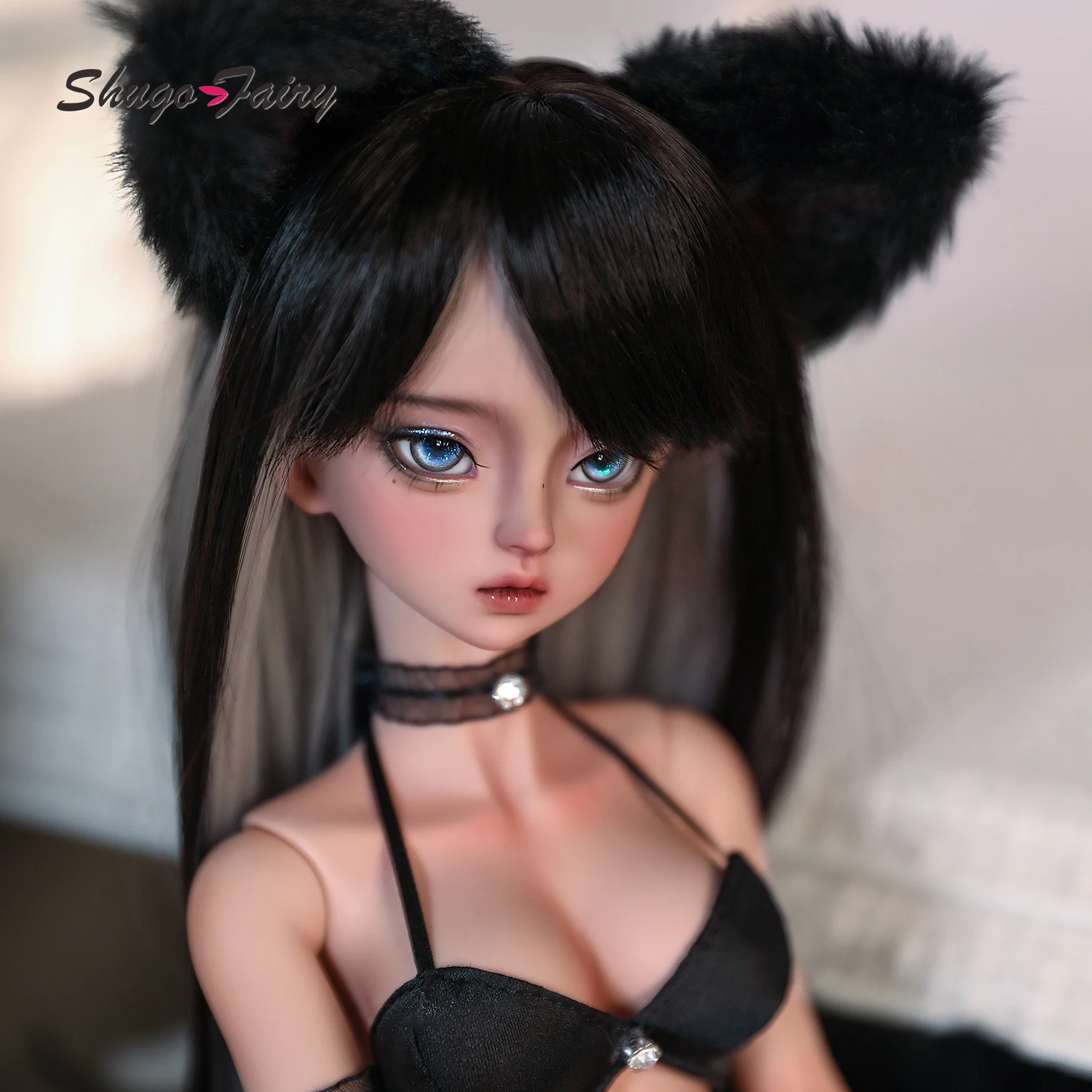 

Y2K BJD Doll 1/4 Joan G Fullset Cat Lady Homebody Black Lingerie Show Sweet Honey Costume ShugaFairy Collectible Figure