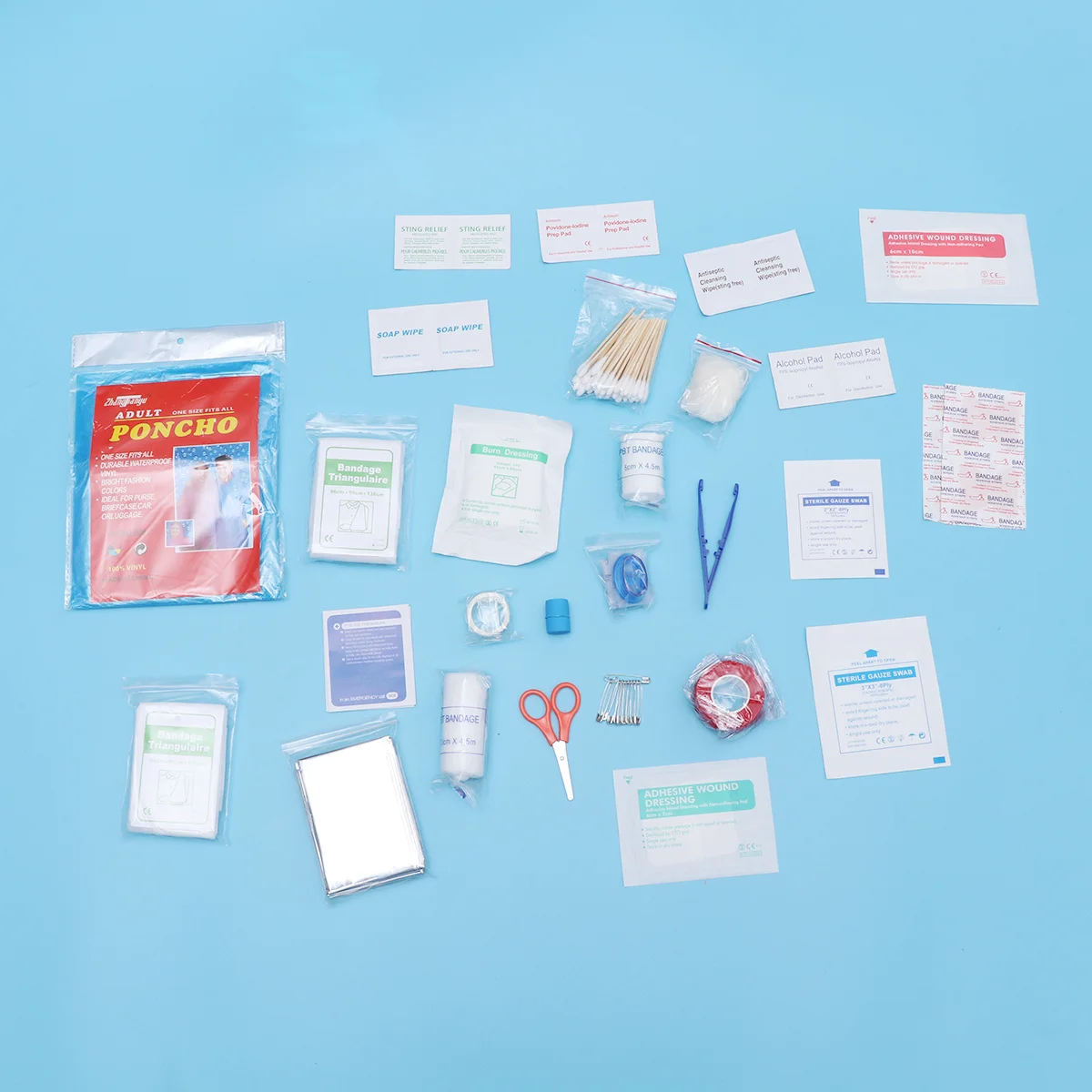 مجموعة واحدة من أدوات الإسعافات الأولية المقاومة للماء للطوارئ، كتيب تعليمات مدمج وخفيف الوزن ومقصورات متعددة