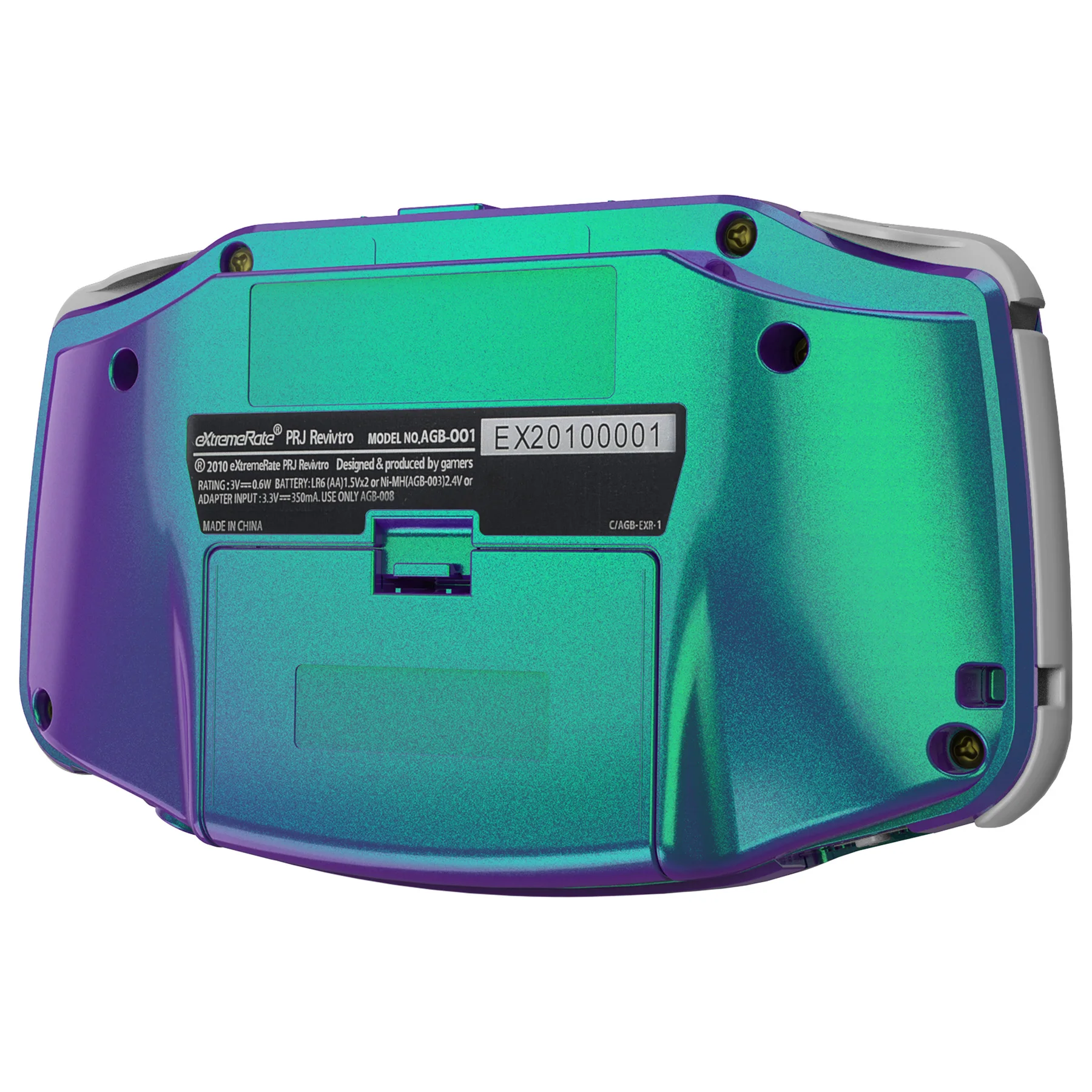 eXtremeRate IPS Ready Upgraded Replacement Shell Full Housing Cover Buttons for Gameboy Advance - Chameleon Green Purple