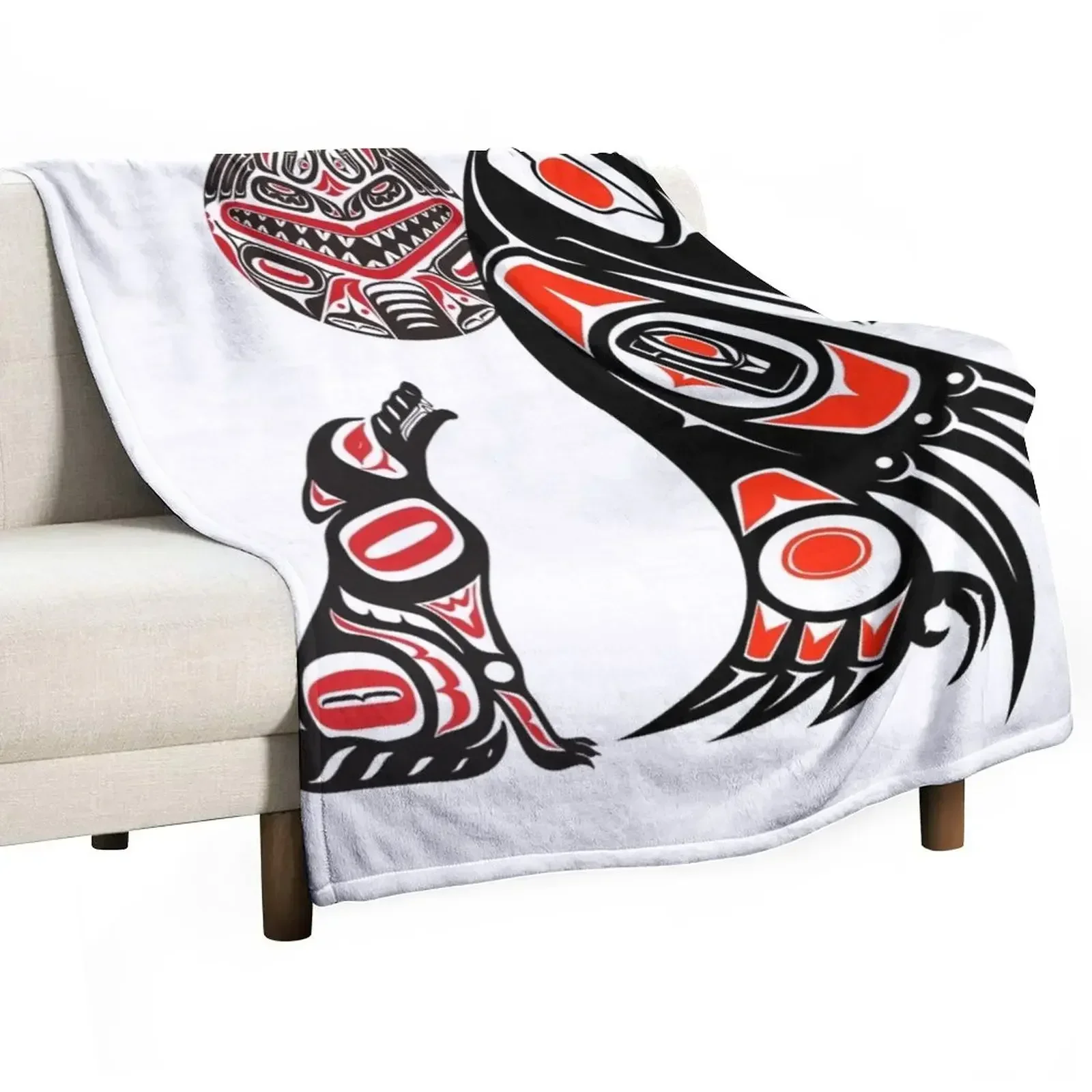 Haida Tlingit Native Essential Throw Blanket for winter Custom manga bed plaid Blankets