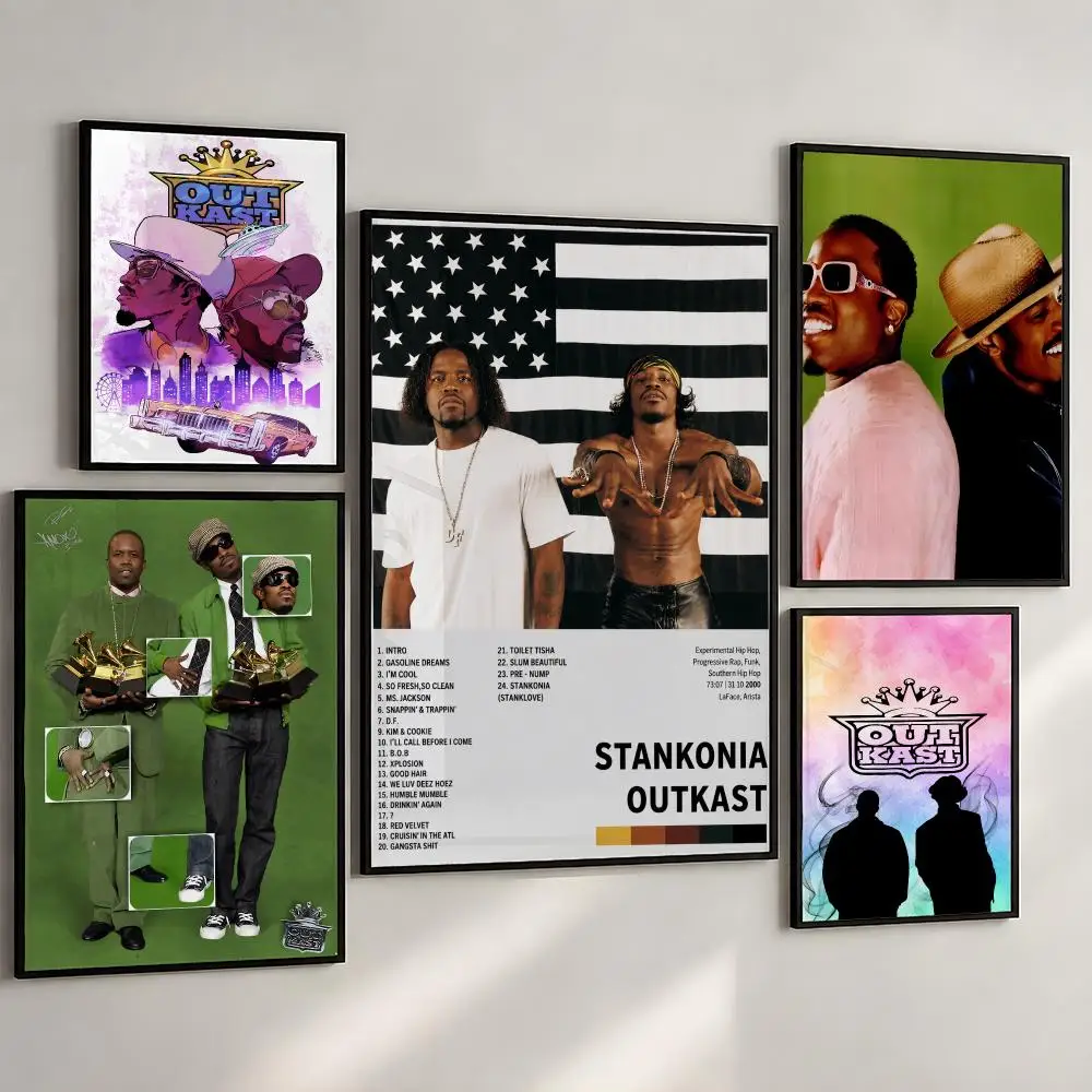 Outkast Andre 3000 Big Boi Hip Hop Poster PP Wall Art Print Removable Water-Resistant Home Decor for Bedroom Apartment Gift