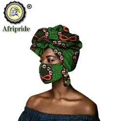 African Head Wrap Wax Cotton Headtie African Headscarf Print Ankara Bandana Matching Print Headwraps Earrings Mask S20H019