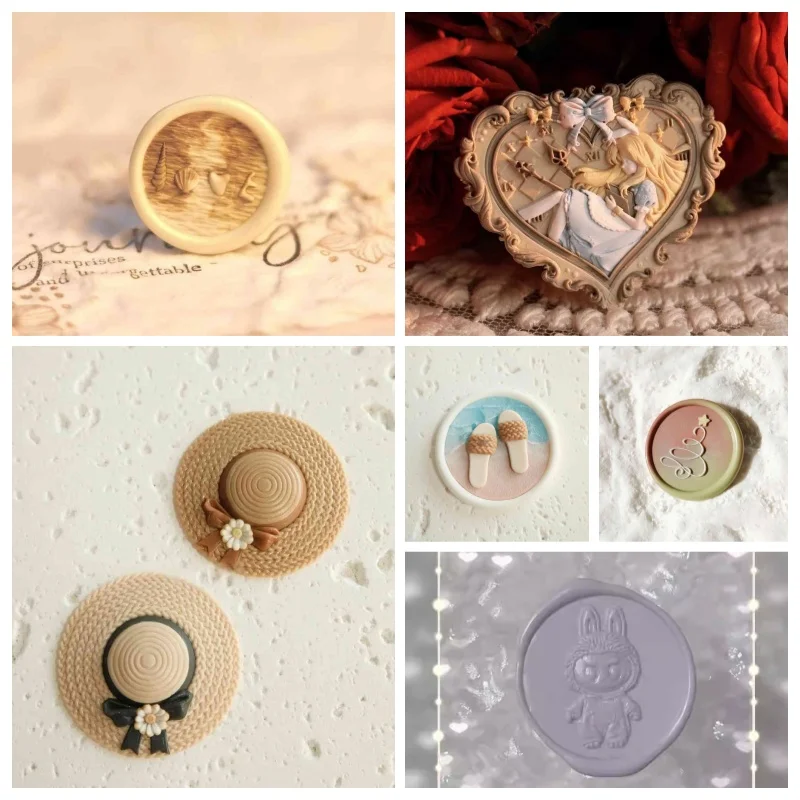 

2024 New Creative Stamp Fire Seal Head Squeeze Rose Maple Leaf Christmas Hat Special Brass Head Embossed Stamp Toy Envelope Seal