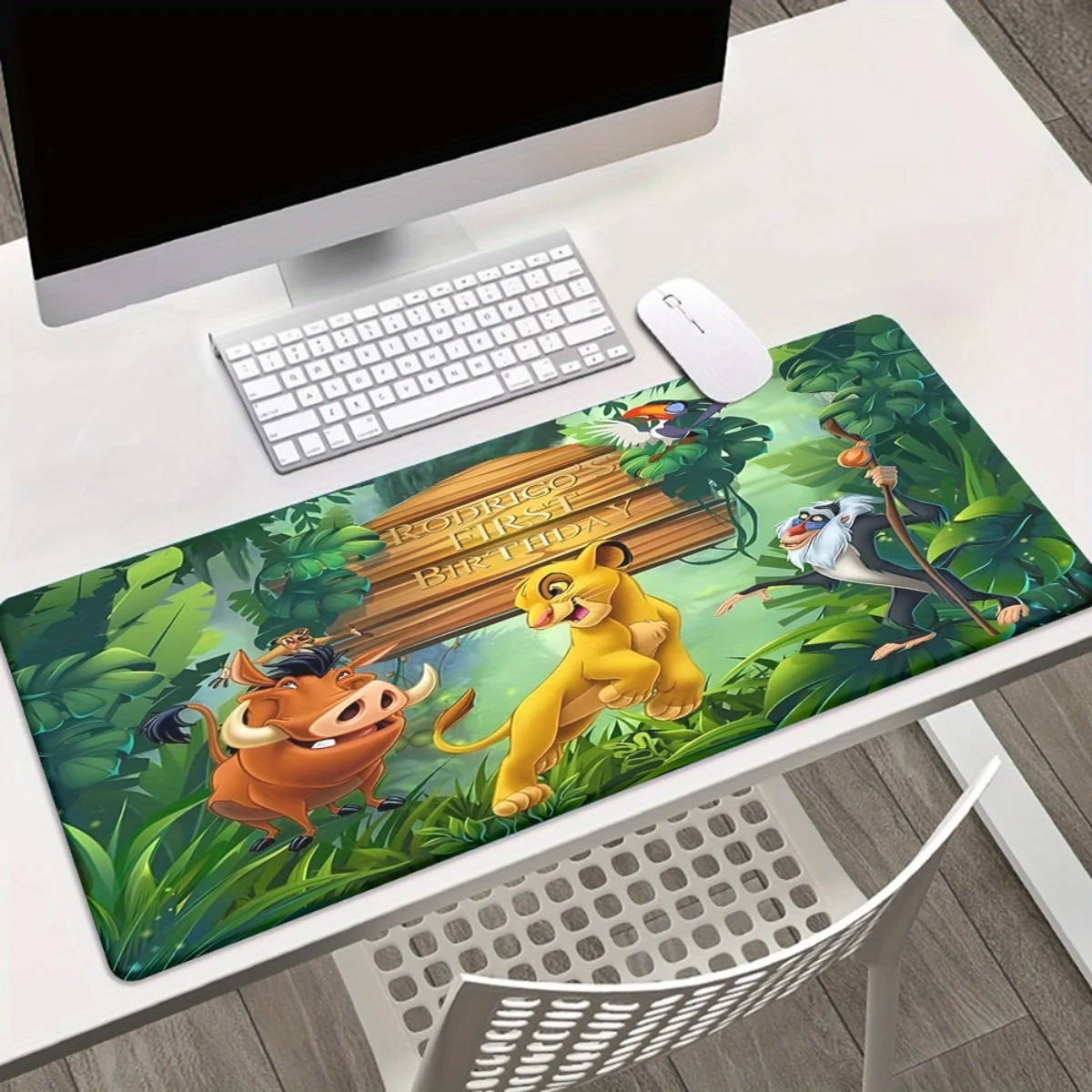 

1pc Disney The Lion King XXL Mouse Pad - Simba & Pumbaa Design, Non-Slip Rubber Base, Washable Large Desk Mat for Gaming & Offic