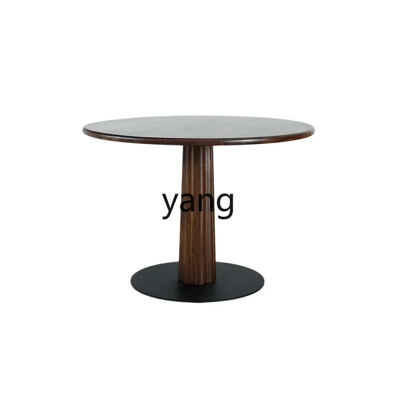 

LTT Nordic solid wood round dining table simple household small apartment retro dining table