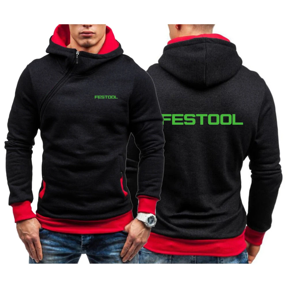 

2024 Festool Tools Men Spring and Autumn Printing New Sweatshirt Comfortable Casual Diagonal Zipper Designe Tops