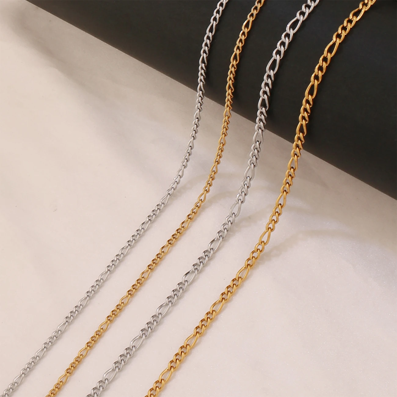 100cm Stainless Steel Figaro Curb Cuban Chain Findings 3:1 Curb Link Chain for Jewelry Making Supplies Necklace Bracelet DIY