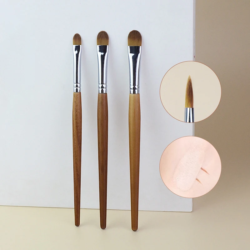 

3 Size Flat Round Thin Foundation Makeup Brush Professional Contour Liquid Cream Mixed Concealer Make-up Tool Lip Eyeliner Brush