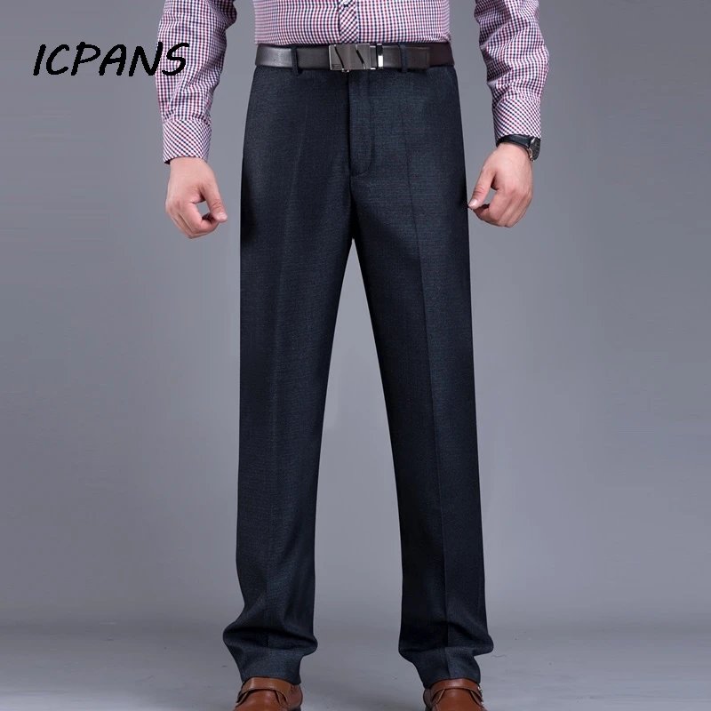 ICPANS Big Size 40 42 44 Suit Pants Man  Autumn Wool Formal Office Trousers Men High Waist Straight Loose Dress Pants Men 2019