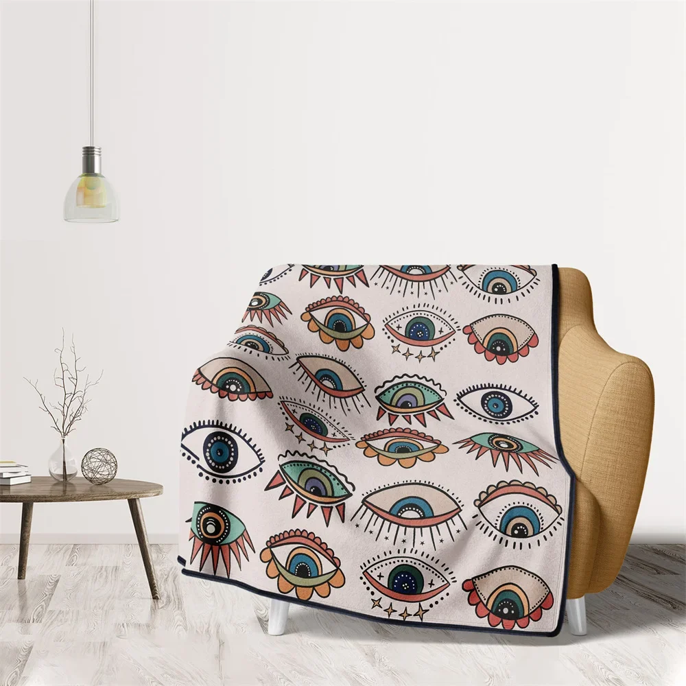 Boho Different Eyes Printed Flannel Blanket Sofa Chair Couch Bedding Comfort Soft Warm Blanket Home Decor Children's Adult Gift