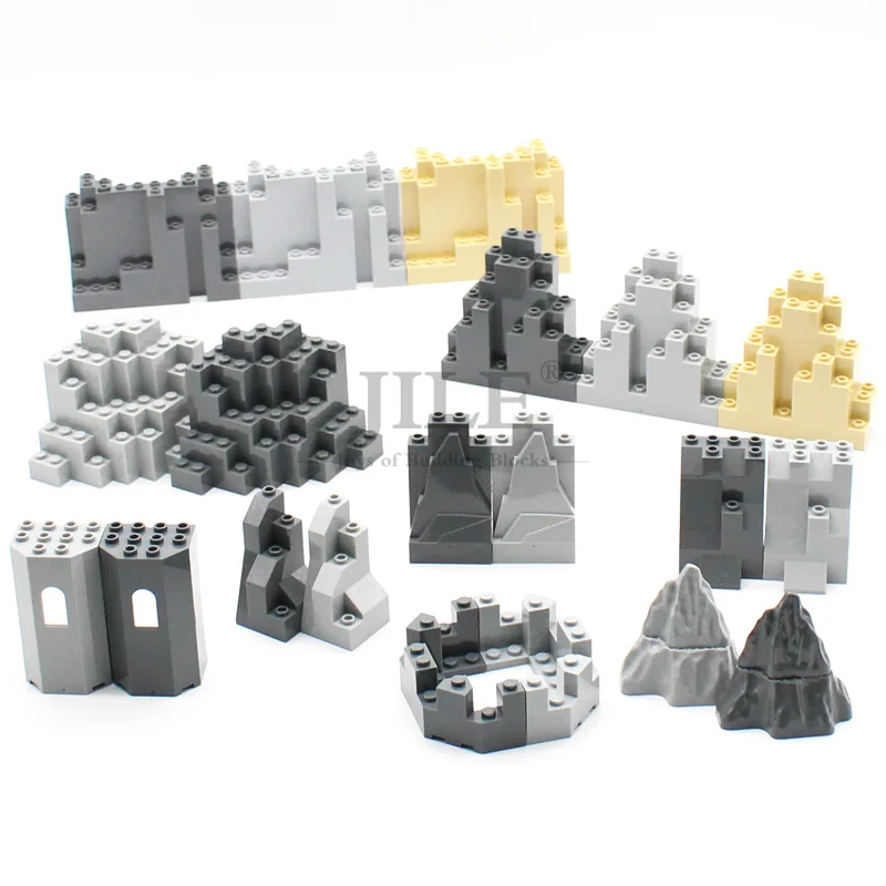 Moc Rock Panel Rockery Mountain DIY City Street View Bulk Building Blocks Bricks Set Compatible with Assembles Particles Toys
