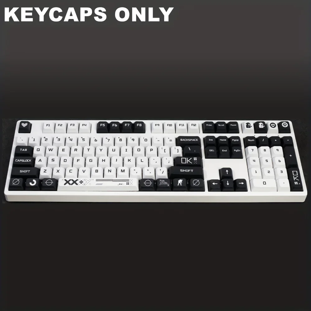 Imagem -06 - Csgo Conjunto Impresso Xda Keycaps Pbt 132 Teclas Cartoon Preto e Branco Faça Você Mesmo para 60 84 98 108 Teclados Mecânicos