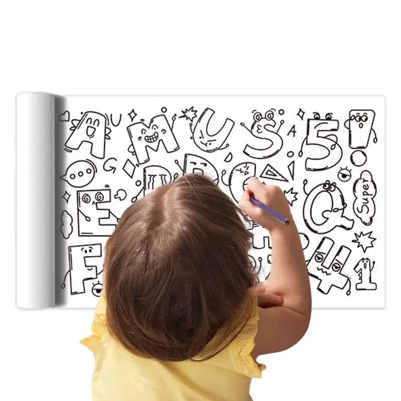 Rotolo da disegno per bambini 118 X 11,8 pollici Pittura murale appiccicosa Carta di riempimento a colori Giocattoli educativi precoci per la casa dell'asilo