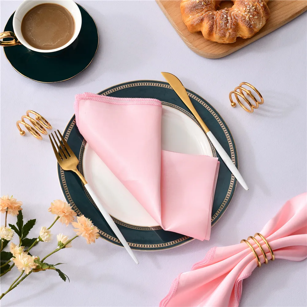 12PCS Wedding Cloth Napkins for Party Wedding Decora Square Satin Cocktail Napkin Tea Towel Soft Kitchen Dinner Table Napkins