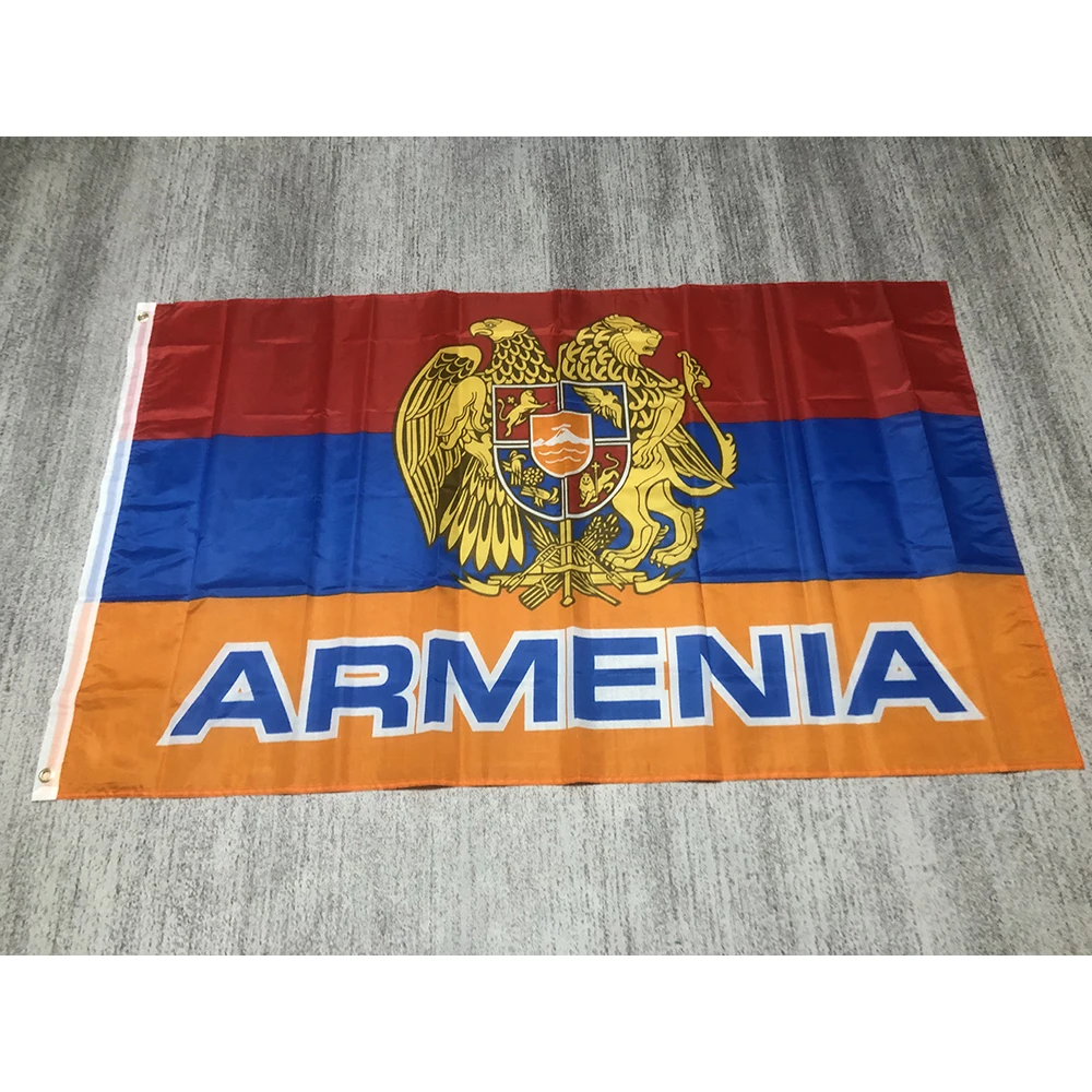 Armenia Emblem National flag 90*150CM polyester hanging banner Armenia National Emblem flag  Armenian Flag for home decoration