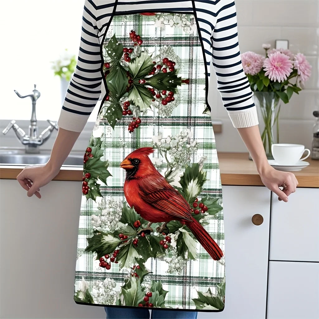 Rustic Autumn Berry Plaid Apron for Kitchen Cooking Baking Apron Apron for Women