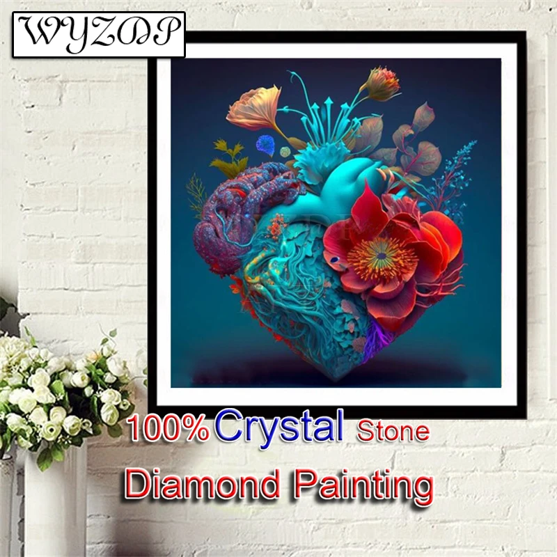 5D Diy 100% Crystal Diamond Painting Kit Heart Picture Full Square Diamond Embroidery Cross Stitch Diamond Art Crystal Docer