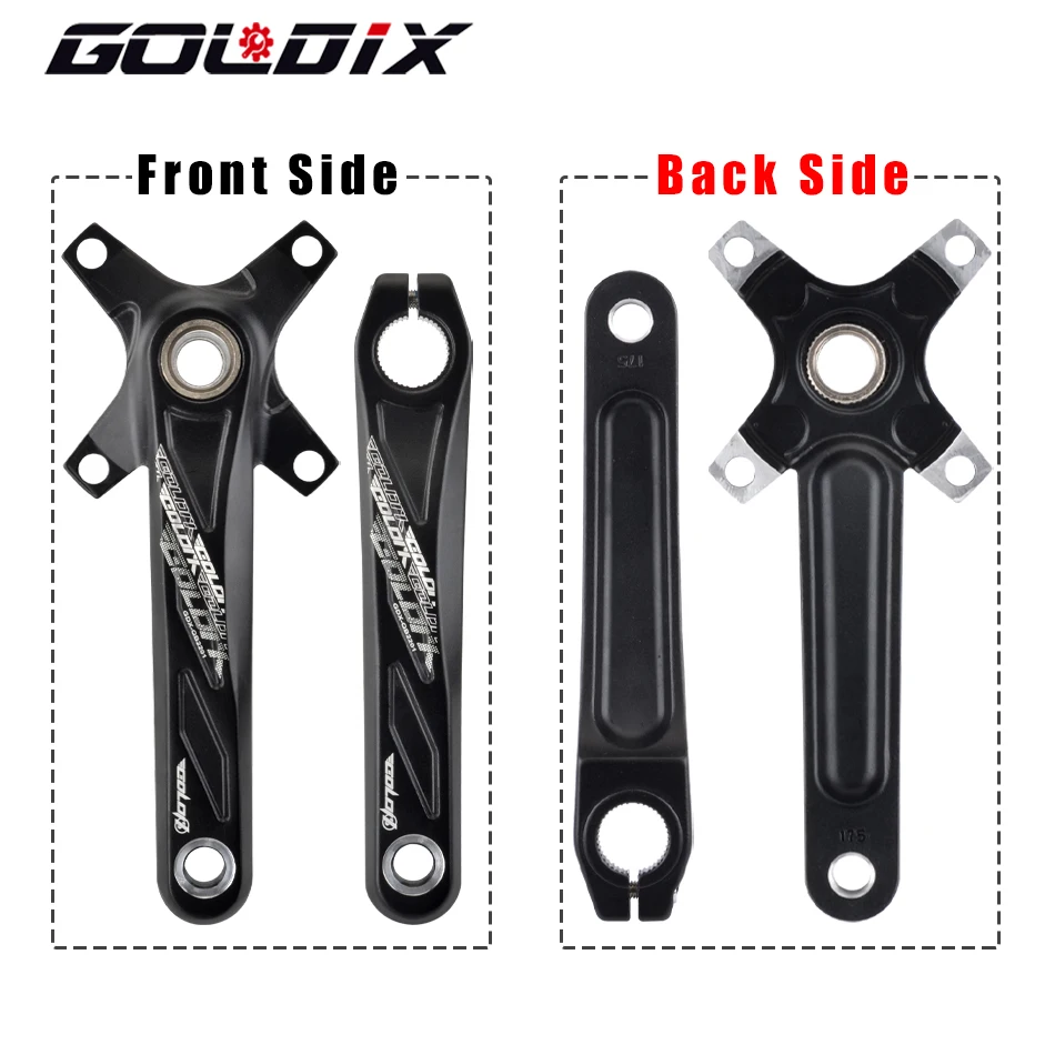 GOLDIX Bicycle Crankset Wide and Narrow Teeth 32/34/36/38/40/42T 104BCD Chainring 170/175mm Length Forging Aluminum Alloy Crank