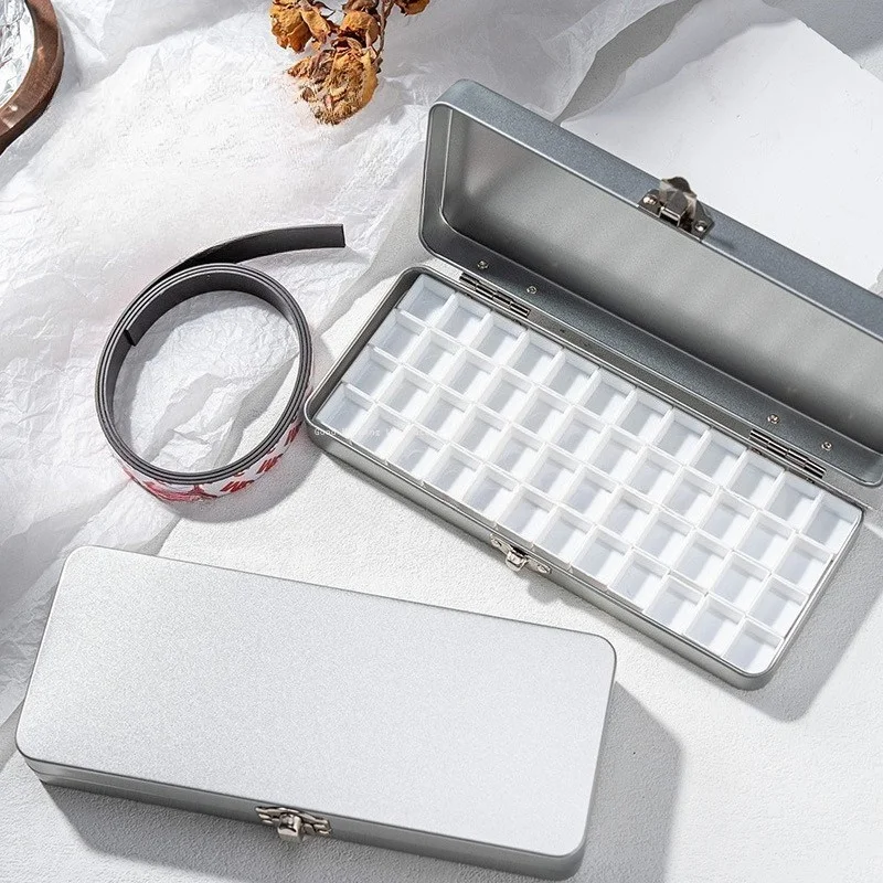 48-grid Pigment Storage Iron Box A Rectangular Flip Cover with Magnetic Stripe Color Glue Is Divided Into Loading Boxes  Loading