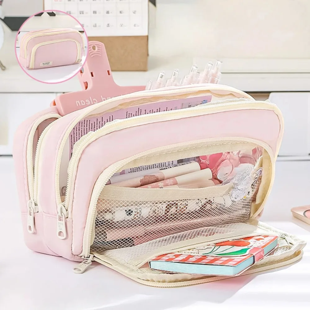 

Stationery Multi-purpose Pencil Bag Multi-layer Large-capacity Pen Case Simple Aesthetic Desk Organizer Storage Pouch Student