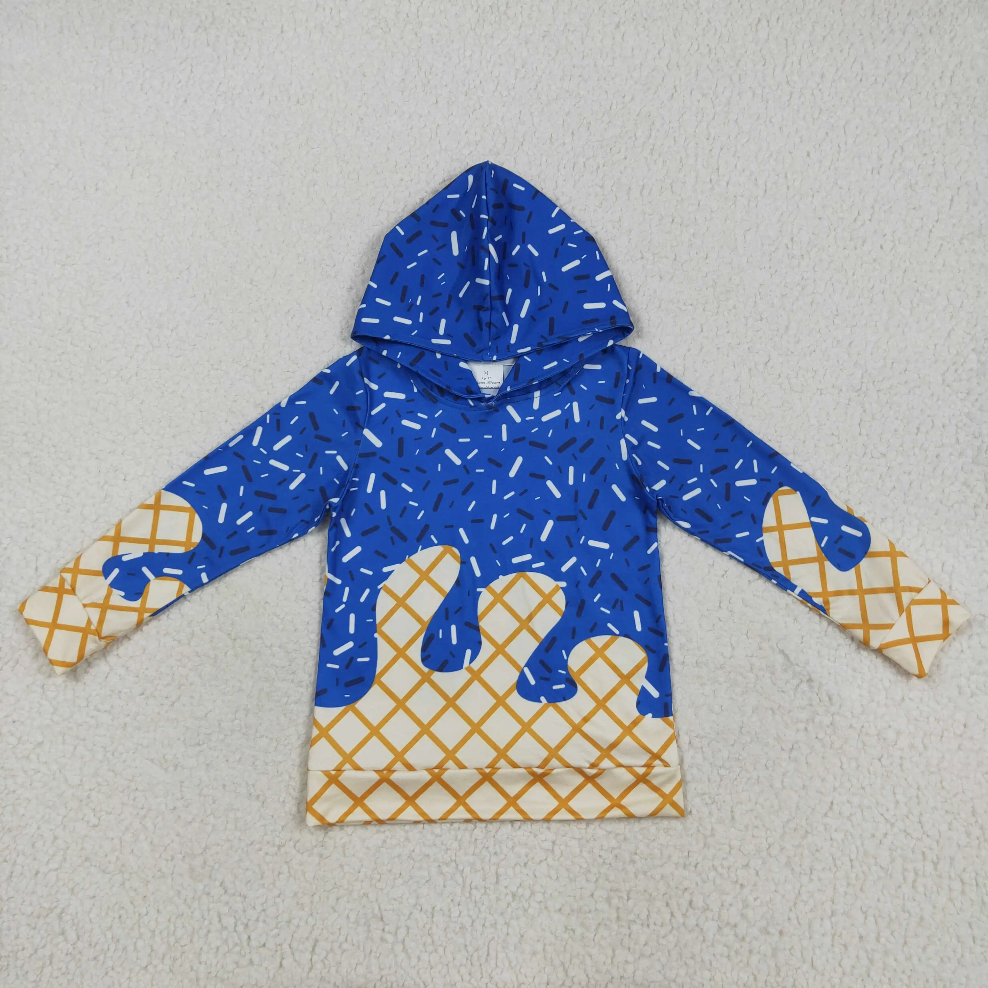 

Blue Ice Scream Print Boys Long Sleeve Pantsuit High Quality Fall Clothing Western Kids Western Kids Clothing Sets