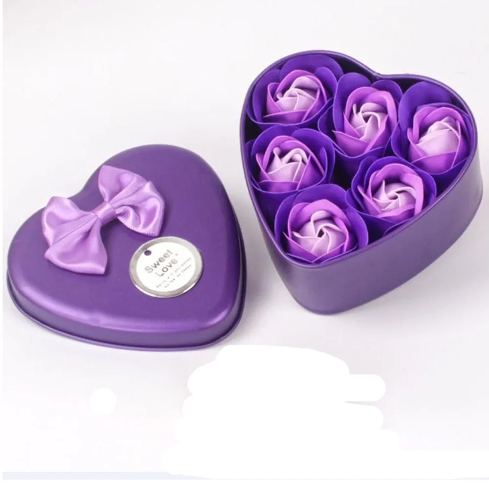 6Pcs Heart Scented Bath Body Petal Rose Flower Soap Wedding Decoration Gift Best