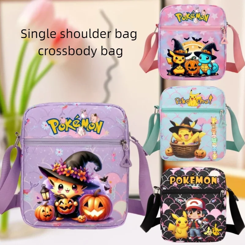 Bolso cruzado de Pokemon para niños, bonito bolso de un solo hombro con estampado de dibujos animados de Pikachu, Mini bolso informal con cremallera de Anime para niños, regalo
