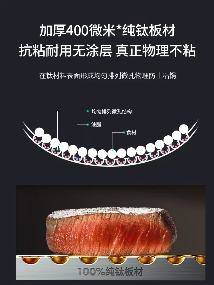 Pure titanium pan uncoated titanium non-stick wok household non-stick pan induction cooker gas stove frying