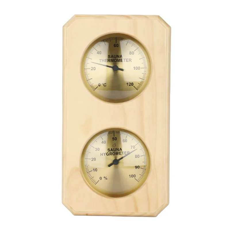 Wood Sauna Thermometer & Hygrometer Wall-Mounted Spa Accessory Mechanical No Battery Required - for Family Hotel Sauna Steam