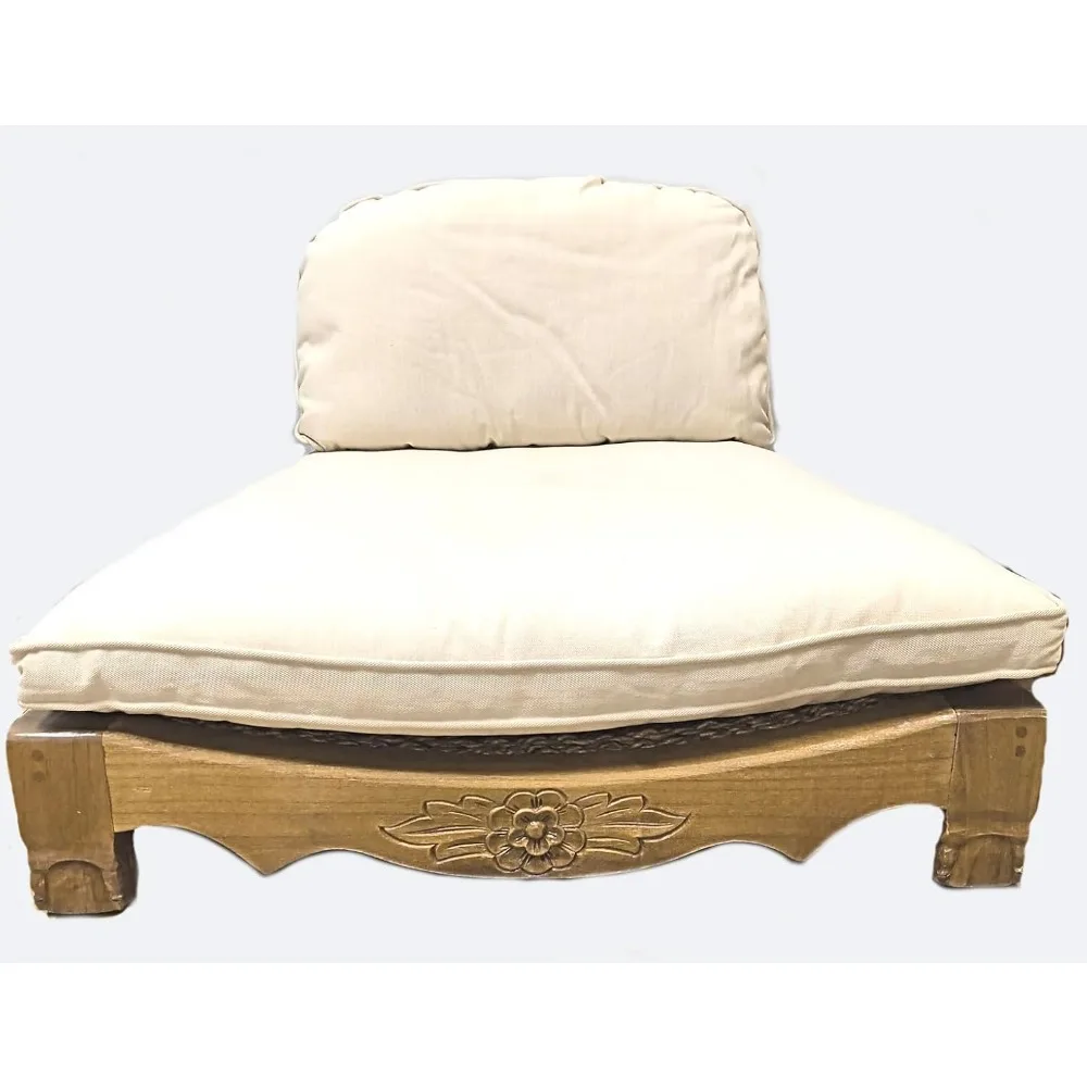 

Handcrafted Wooden Meditation Chair with Woven Seagrass Seat, 30 x 28 x 18 inches