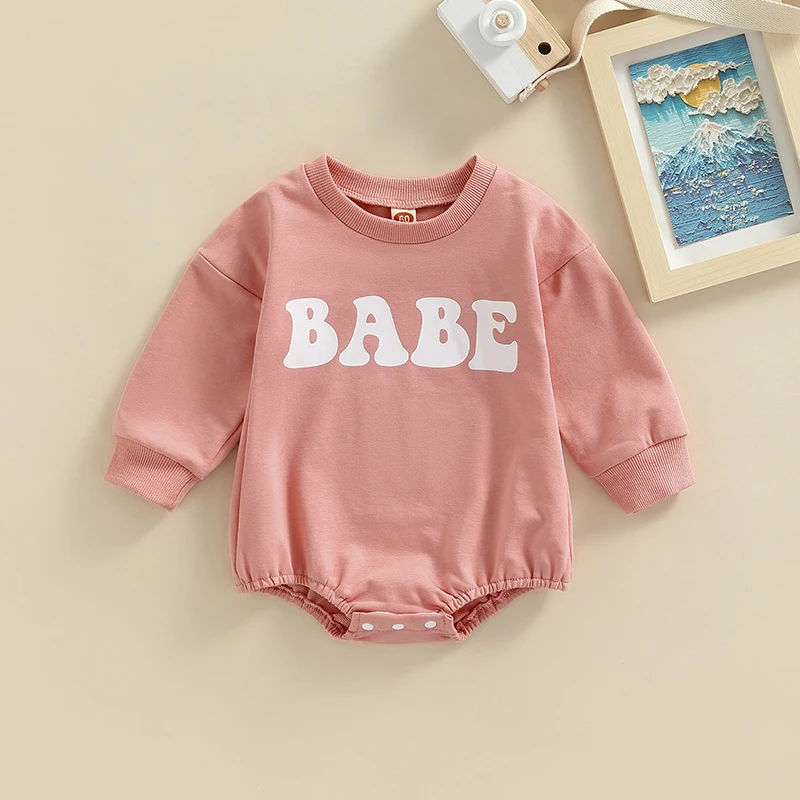 Fashion Autumn Newborn Baby Bodysuits Clothes for Boys Girls Cotton Letter Print Long Sleeve Pullover Bodysuits Jumpsuits 0-18M