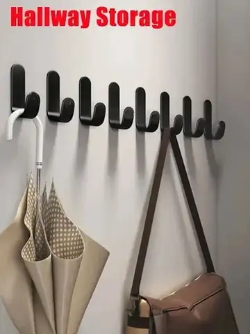 6Pcs Strong Self-Adhesive J-hook Waterproof Adhesive Hanging,Bathroom Towel Key Kitchen